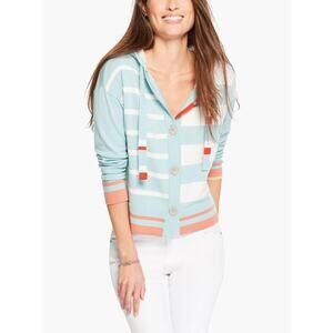 NIC+ZOE SOFT STRIPE HOODIE - Stripes - Blue Multi - 2 Sizes Petite Small -Large